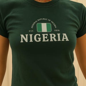 Nigeria baby tee -Nigerian pride -2000s Clothing, Nigeria shirt, Nigeria flag, Nigerian tshirt, Nigeria gift- Nigeria vintage- Nigeria y2k image 2