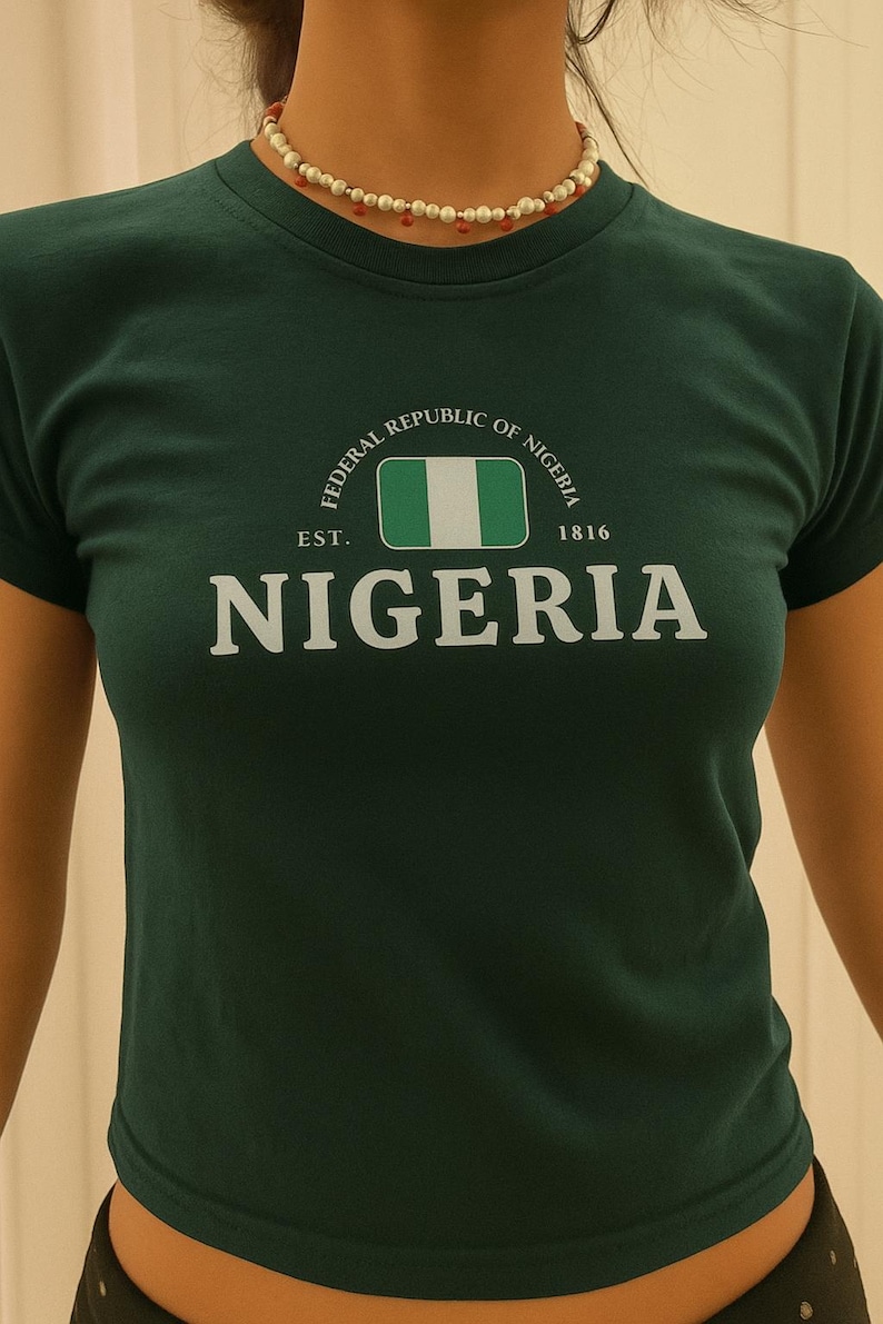 Nigeria baby tee -Nigerian pride -2000s Clothing, Nigeria shirt, Nigeria flag, Nigerian tshirt, Nigeria gift- Nigeria vintage- Nigeria y2k image 2