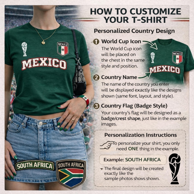 Fashion World Ladies T Shirts 2026.Personalized World Cup 2026 Country Icon Women's Tee, Custom Soccer ...