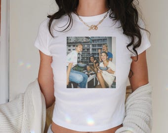Camiseta de bebé con foto personalizada, remera retro de moda de los 90, remera vintage de los 90, remera Y2K personalizada, remera Y2K personalizada con texto personalizado, atuendo Y2K personalizado