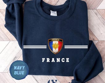 Sudadera de la selección nacional de Francia - Suéter de fútbol francés - Camiseta de fútbol de París - Regalo de Francia - Recuerdo francés - Camiseta Allez Les Bleus