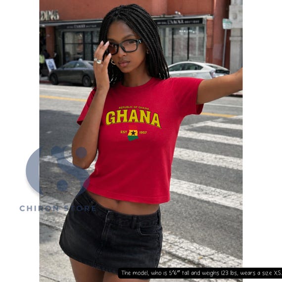 Ghana Flag Baby Tee, Vintage Africa Shirt, 100% Cotton