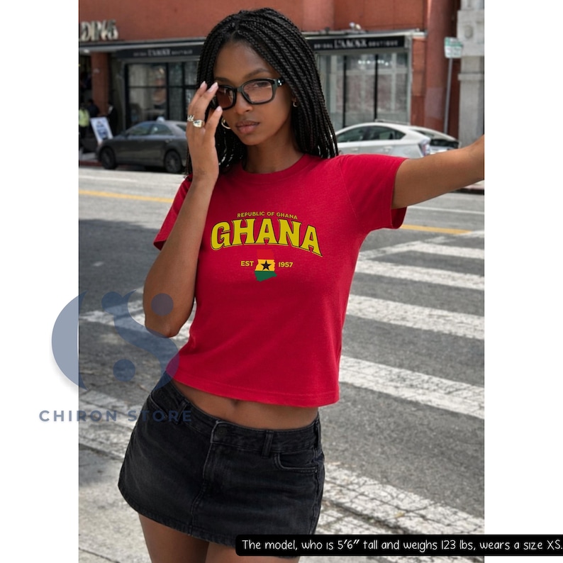 Ghana Flag Baby Tee, Vintage Africa Shirt, 100% Cotton image 4
