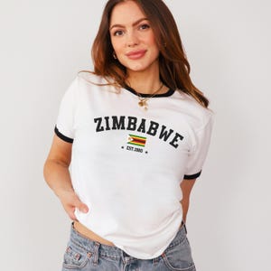 Zimbabwe Y2K T-Shirt, Zimbabwe flag, Zimbabwe shirt -Vintage 2000s 90&#39;s Baby Tee, Zimbabwe gift, Africa Baby Tee- african shirt