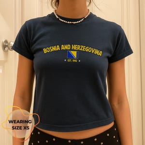 Bosnia Baby Tee, Bosna i Hercegovina , Vintage Flag Shirt, Sarajevo Aesthetic Tee, Balkan Pride T-Shirt for Women