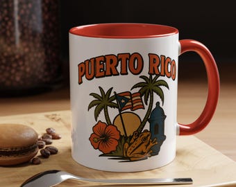 Puerto Rico Coffee Mug, Boricua Pride Cup, Puerto Rican Flag Mug, Caribbean Island Gift for Puerto Rican Mom or Dad