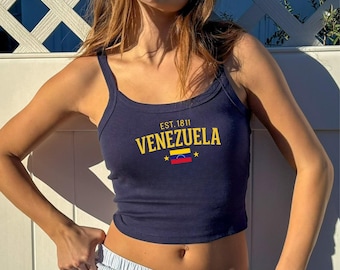 Venezuela Y2k Tank Top, Venezuela Tshirt- Venezuela crop tee- Soccer baby tee, y2k vintage 2000s, Y2K Crop Top, Venezuela shirt
