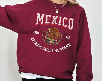 メキシコのスウェットシャツ、メキシコ国旗プルオーバー、ユニセックス 
