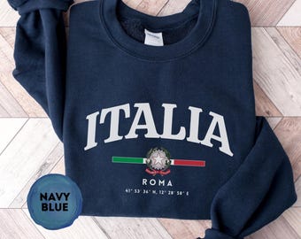 Italia Roma Crewneck Sweatshirt, Italian Travel Souvenir Pullover