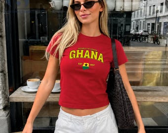 Ghana Flag Baby Tee, Vintage Africa Shirt, 100% Cotton