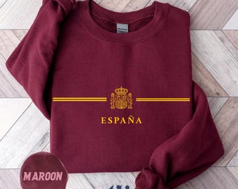 Sudadera España, sudadera vintage de cuello redondo, jersey de estética española, sudadera unisex de viaje, regalo de España, sudadera unisex acogedora
