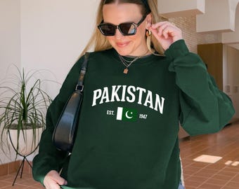 Pakistan Flag Sweatshirt, پاکستان Pākistān, Vintage Karachi Flag Shirt, South Asian Aesthetic Tee, Pakistani Pride- Pakistan crewneck