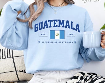 Guatemala Sweatshirt Pullover, klassisches Guatemala Rundhalsausschnitt, Mittelamerika Country Ästhetik, Unisex Vintage Sweatshirt