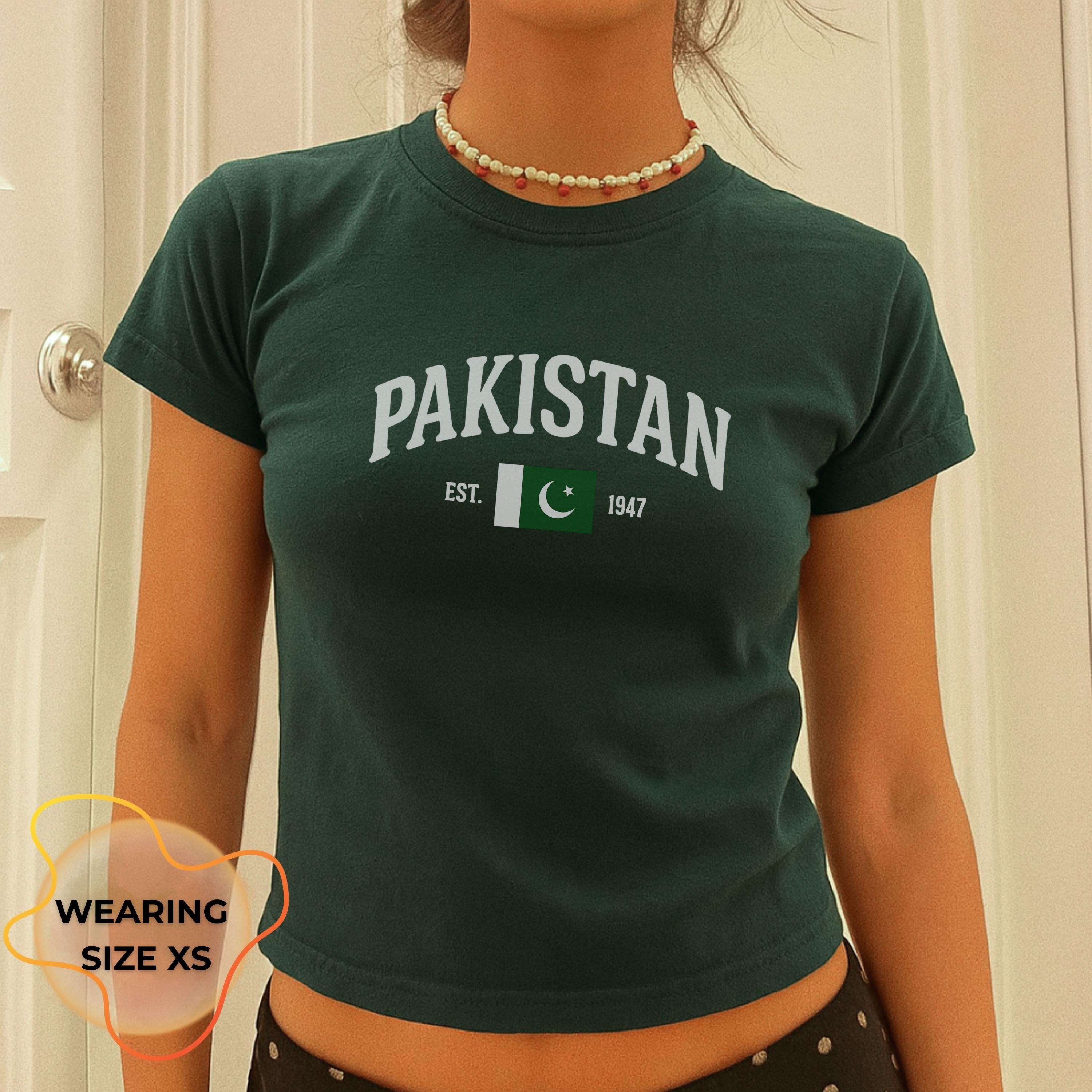 Pakistan Baby Tee, پاکستان Pākistān Y2K Crop Top, Vintage Karachi Flag Shirt, South Asian Aesthetic Tee, Pakistani Pride T-Shirt for Women