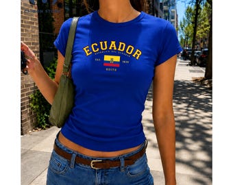 Camiseta Ecuador Baby, Camiseta Ecuador, Camiseta del Orgullo Ecuador, Camiseta ajustada Y2K, Top con estética de la herencia de Quito