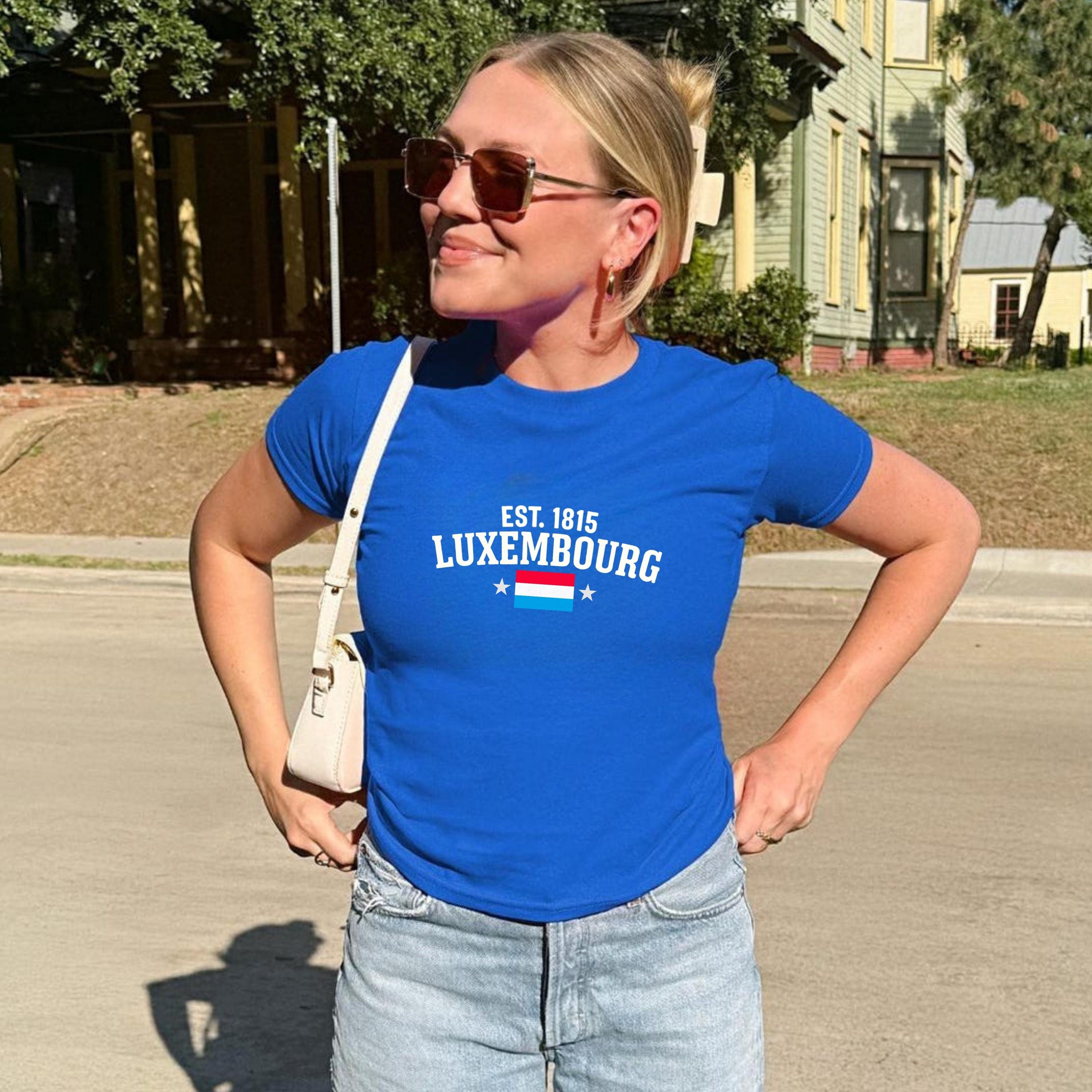 Luxembourg  Women's Baby Tee-Luxembourg shirt- Luxembourg T Shirt -soccer jersey-flag tee- Luxembourg jersey -Luxembourg flag-Sverige tshirt