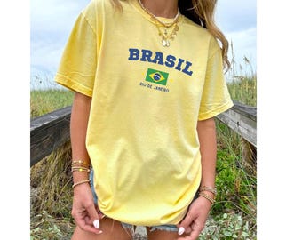 Brazil  tshirt-Brasil Crop Top- Brazil Baby Tee -Brazil Jersey, Soccer Baby Tee- 2000s Clothing, Brazilian Shirt, Brasil Top,Brasil Baby Tee