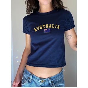 Y2K Australia Baby Tee - Soccer Baby Tee, 2000s Aesthetic, Australia Shirt, Australia Jersey, Y2K Baby Tee, Australian Crop Top