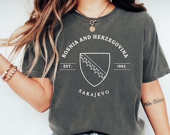 Bosnië-uniseks T-shirt- Bosnië en Herzegovina Y2K crop top, vintage vlagshirt, Sarajevo esthetische T-shirt, Balkan Pride T-shirt voor vrouwen