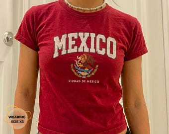 Camiseta mexicana Y2K, regalos mexicanos, arte mexicano, fútbol Y2K vintage de los años 2000, camiseta mexicana para bebé, top corto Y2K, camiseta mexicana, artesano mexicano, mamá futbolista