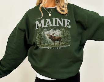 Maine State Sweatshirt, Maine Pride Crewneck-  Maine State Sweater- womens maine- East Coast State Sweatshirt, Maine New England Gift Sweat