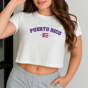 Puerto Rico Women&#39;s Crop top- Puerto Rico Y2K T-Shirt, Puerto Rico, Puerto Rico Crop Tee, Vintage 2000s 90&#39;s Baby Tee, Puerto Rico Shirt
