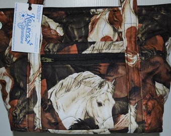 Quilted Fabric Horse Handbag Purse