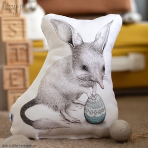 Easter Bilby Stuffie, Baby Size. Australian Animal Softie, Plush Soft Toy. Illustration by flossy-p. image 1