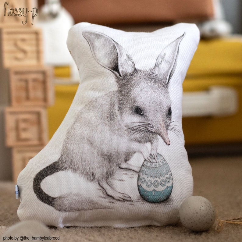 Easter Bilby Stuffie, Baby Size. Australian Animal Softie, Plush Soft Toy. Illustration by flossy-p. image 1