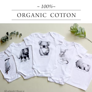 Koala Baby Romper, organic cotton baby suit, featuring native Australian animal art by flossy-p image 1