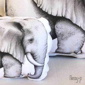 Elephant Stuffie, Medium Size. Animal Softie, Plush Soft Toy. Illustration by flossy-p. Gold geometric back. image 3