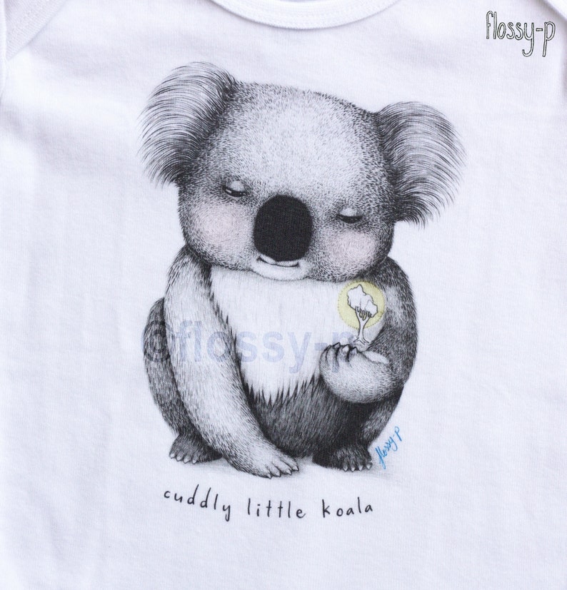 Koala Baby Romper, organic cotton baby suit, featuring native Australian animal art by flossy-p image 4