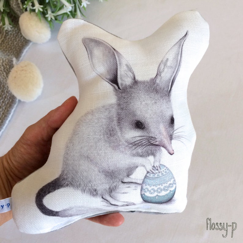 Easter Bilby Stuffie, Baby Size. Australian Animal Softie, Plush Soft Toy. Illustration by flossy-p. image 5