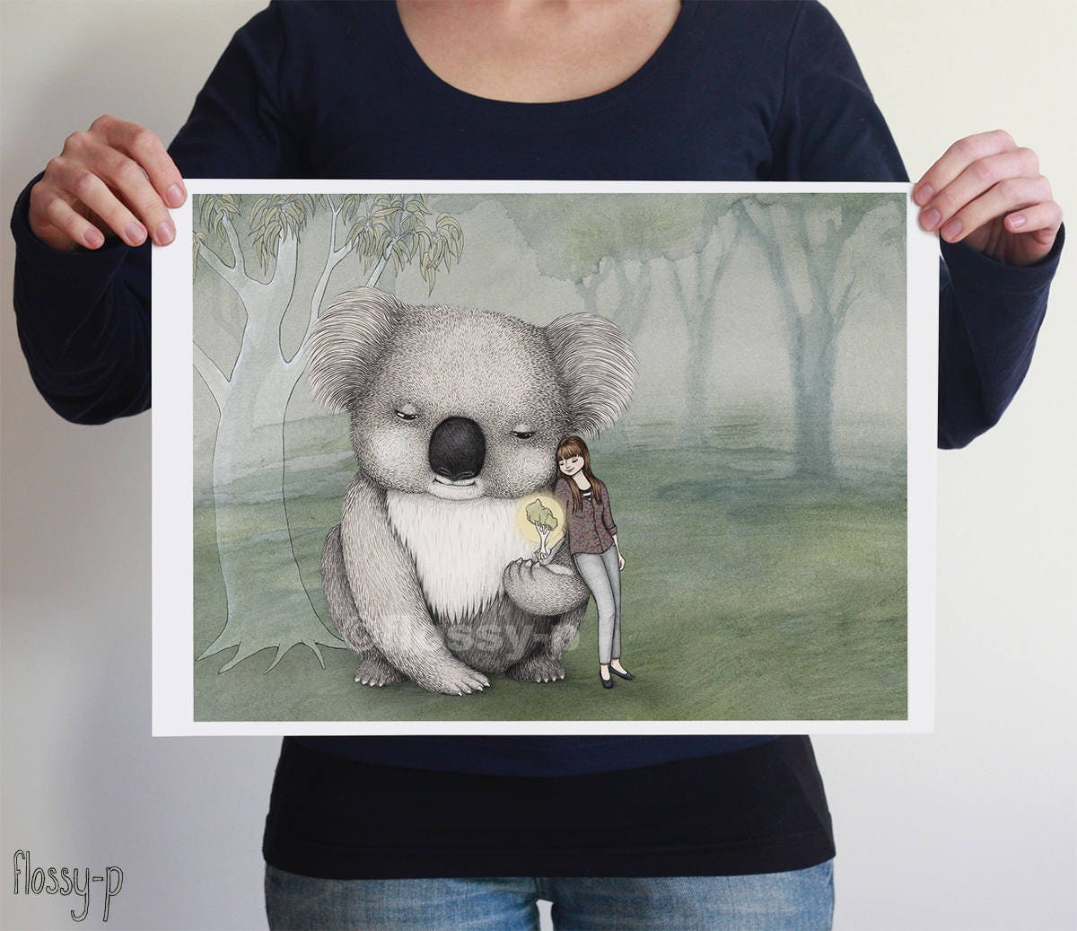 Giant Koala, large A3 full colour art print by flossy-p. Australian gift  with original art by flossy-p
