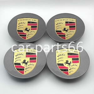 4x Porsche 911 Cayman Boxster Cayenne Panamera Macan hubcaps - Gray - 76 mm / 65 mm