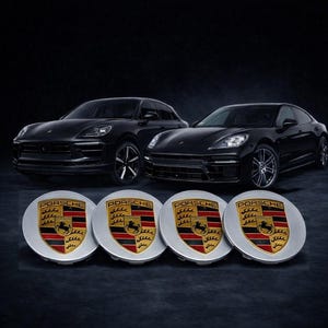4x Radkappen Porsche 911 Cayman Boxster Cayenne Panamera Macan 718 - Silber - 76 mm / 65 mm