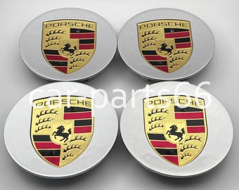 4 tapacubos Porsche 911 Cayman Boxster Cayenne Panamera Macan - Plateados - 76 mm / 65 mm