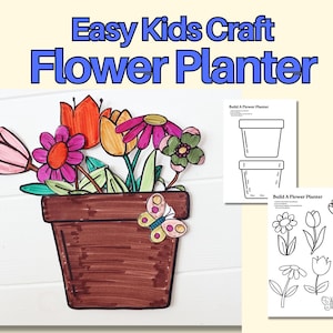 Flower Pot Craft for Kids | Printable Flower planter Template | Cut and Paste Activity | Preschool Toddler Craft | Easy Download PDF