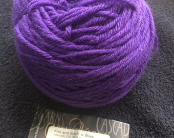 1  cake of Cascade 220 8904 purple yarn destash