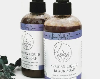 Rich Black Raspberry Vanilla Liquid African Black Soap 8 z Bath Care~ Skin Care~ Bpdy Wash