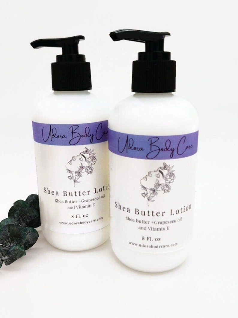 Lavender Cedarwood Shea Butter Lotion 8 oz Vegan Friendly Dry Skin Care, Body LotionHandmade Lotion All Natural image 1