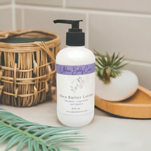 Lavender Cedarwood Scented Shea Butter Lotion 8 oz  Vegan Friendly Dry Skin Care, Body Lotion~Handmade Lotion~ All Natural