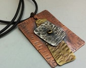 Sterling Silver Copper Brass Pendant Necklace Men Women OOAK
