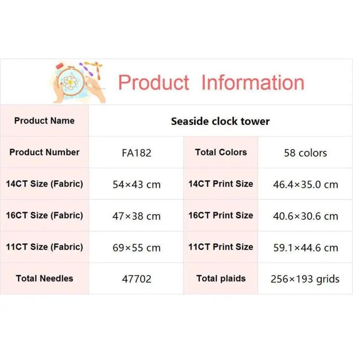 Seaside Clock Tower DIY Scenery Pattern Cross Stitch Kit 14CT 16CT 11CT ...