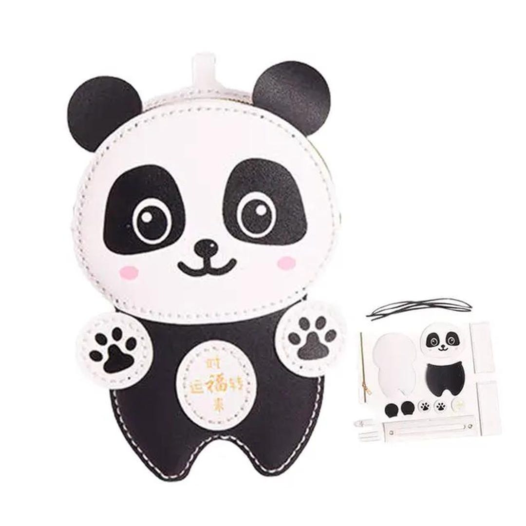 DIY Bag Making Material Kit Cartoon Panda PU Leather Hand Knitting ...