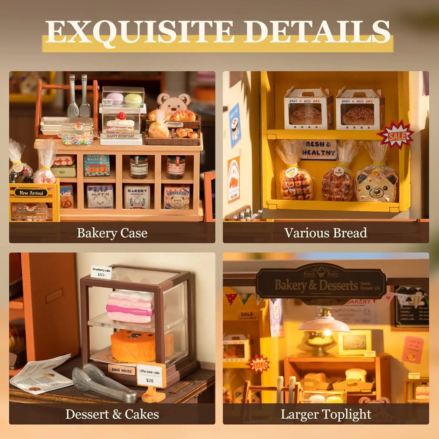 Bricolage en bois Miniature modèle Kit Mini boîte café boulangerie magasin Casa maisons de poupée 3D Puzzle maison de poupée avec meubles amis cadeaux  26