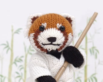 Red Panda with Karate Gi Knitting Pattern