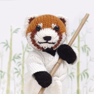 Red Panda with Karate Gi Knitting Pattern