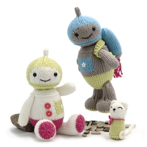 Spacebot Knitting Pattern, with Rocket Pack and Kittybot Friend