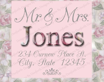 Wedding Return Address Labels Romantic Antiques Roses wedding labels blush/pink wedding stickers easy peel stick square pink newlywed gift